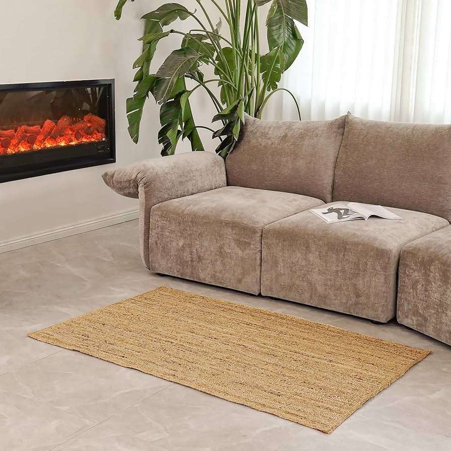 Jute Area Rug - 3x5 Natural Rug, Eco Friendly and Hypoallergenic Durable/Non-Shed Natural Fiber M... | Amazon (US)
