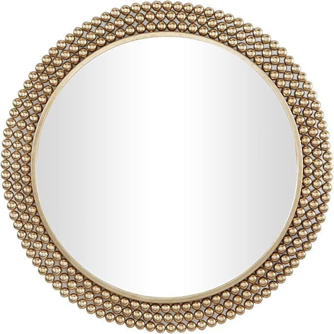 CosmoLiving by Cosmopolitan Metal Ball Wall Mirror with Beaded Detailing, 32" x 1" x 32", Brass | Amazon (US)