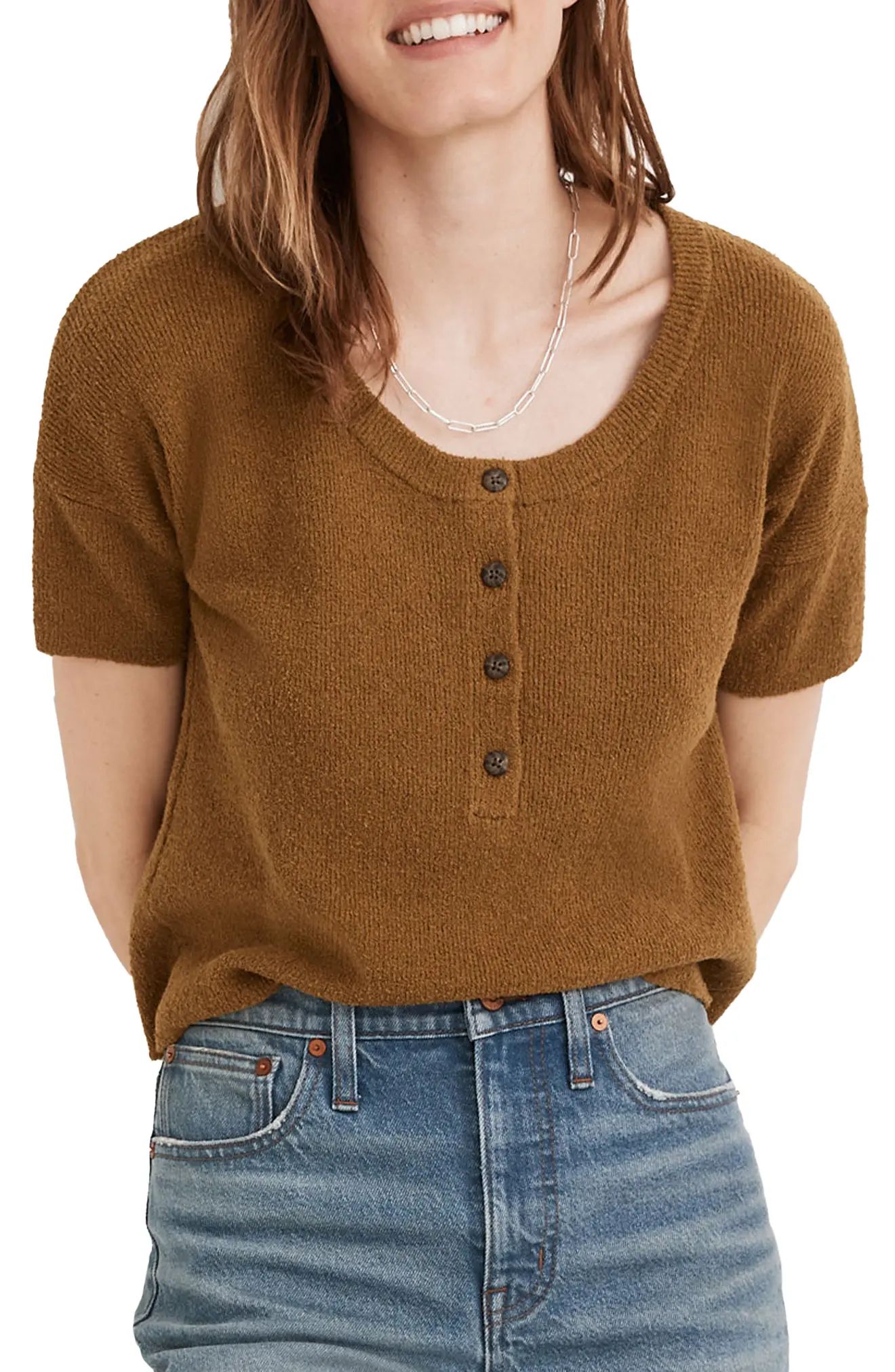 Women's Madewell Henley Sweater, Size X-Small - Green | Nordstrom