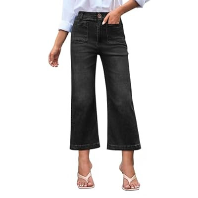 GREAIDEA Wide Leg Jeans for Women High Waist Baggy Stretchy Flared Jeans Trendy Cr… | Amazon (US)