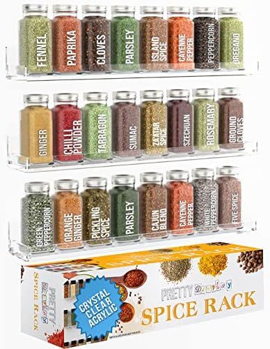Spice Rack Wall Mount Crystal Clear Acrylic Spice Rack Organizer [3 Pack] Strong & Secure Shelf D... | Amazon (US)