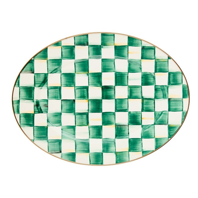 Emerald Check Medium Oval Platter | MacKenzie-Childs