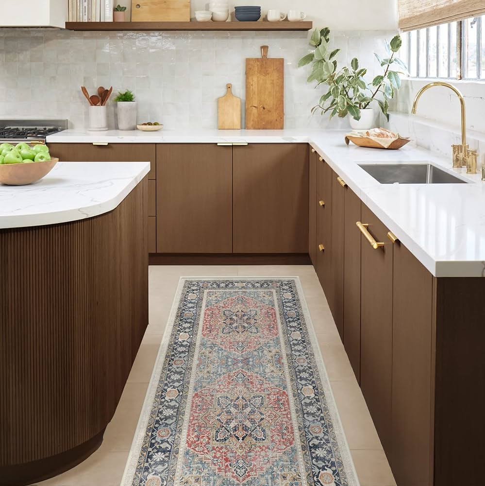 RUGGABLE Kamran Machine Washable Runner Rug 2.5x7 - Non Slip Runner Rugs, Vintage Runners for Hal... | Amazon (US)