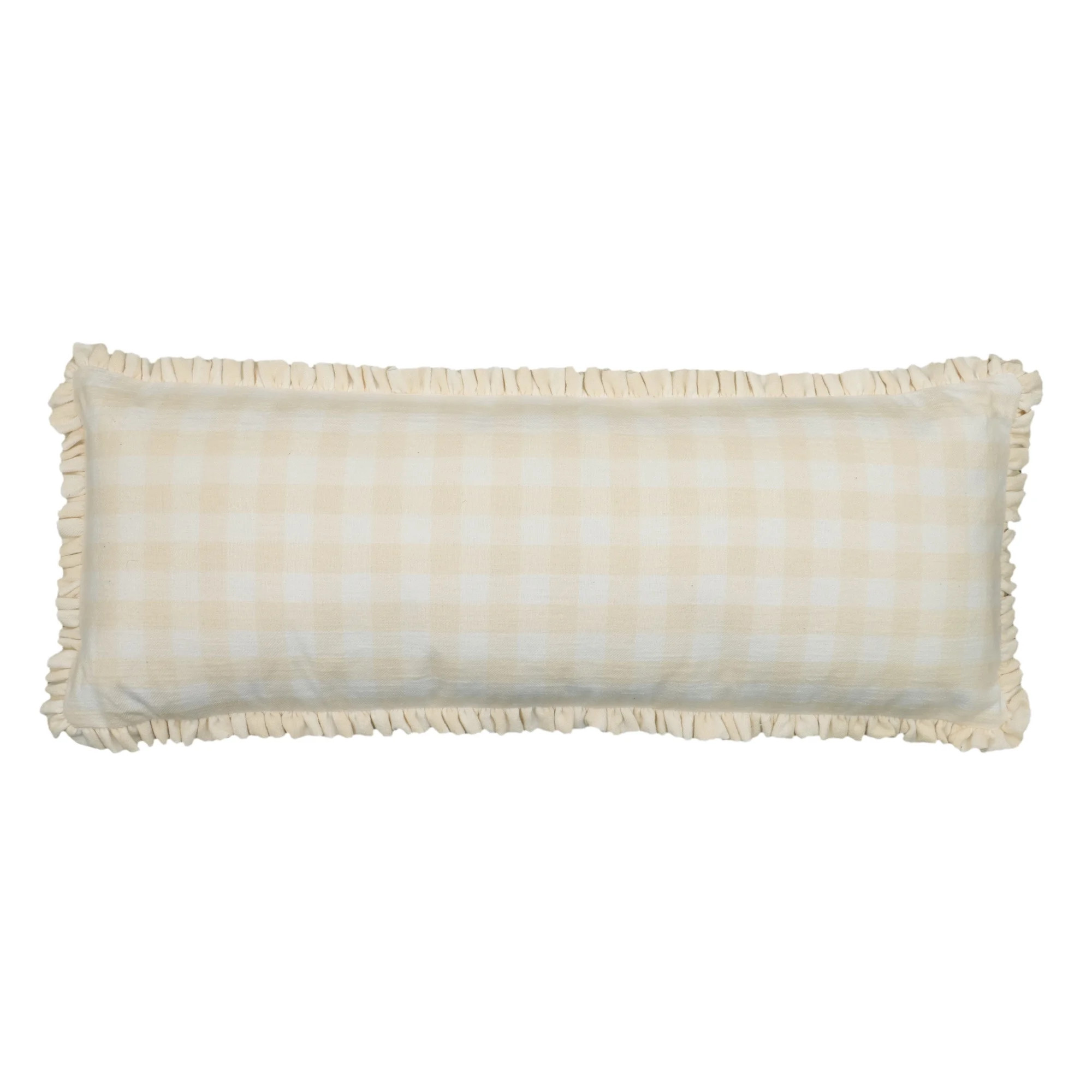 The Pioneer Woman Woven Gingham with Ruffle Lumbar Pillow - Beige | Walmart (US)