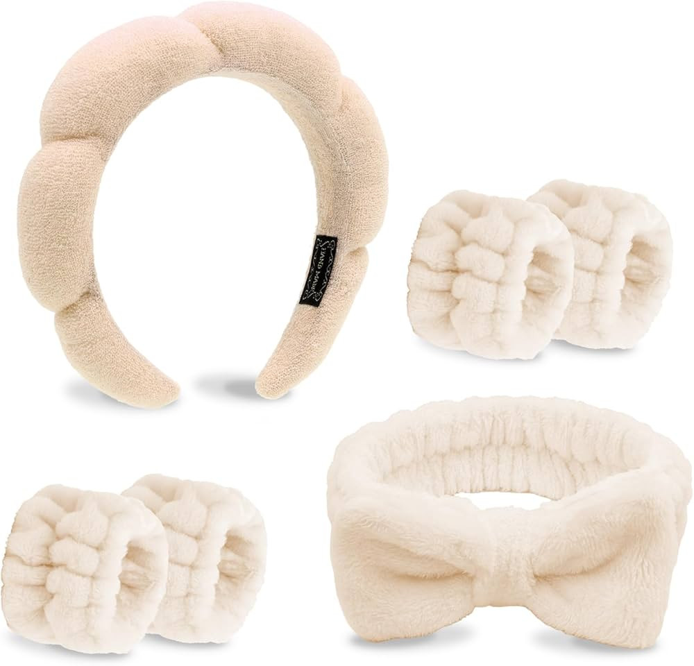 Khaki Spa Headband and Wristband Set-Headband for Washing Face Sponge Skincare Headbands Makeup H... | Amazon (US)