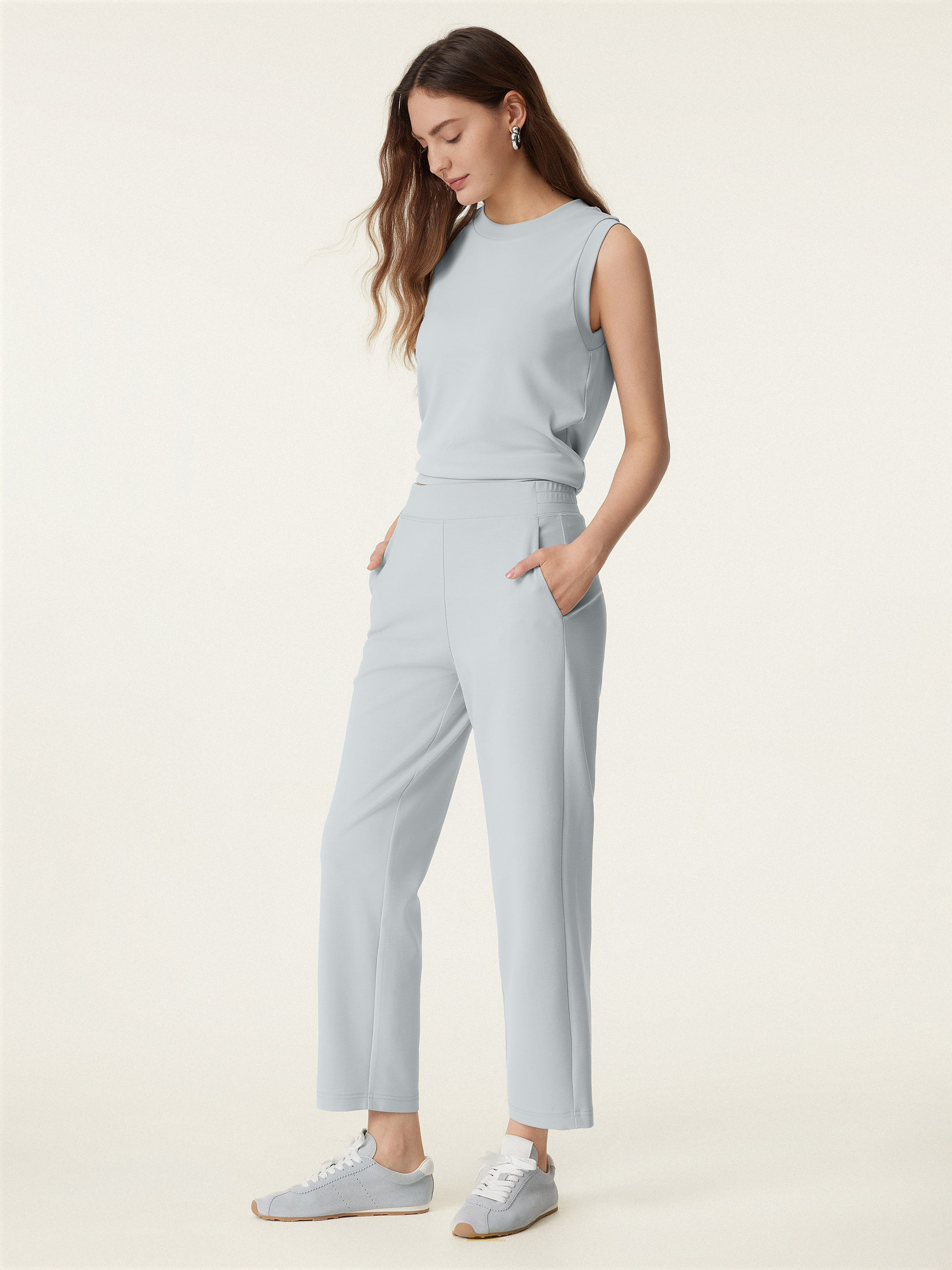 2Pcs Set Crewneck Tee & Mid Rise Tapered with Pockets | OGLmove