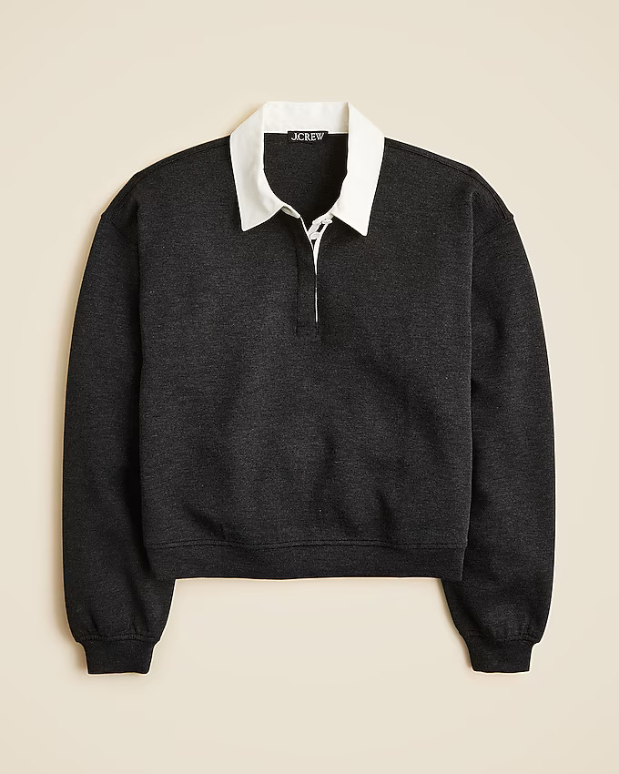 Scuba-knit polo sweatshirt with velvet trim | J. Crew US