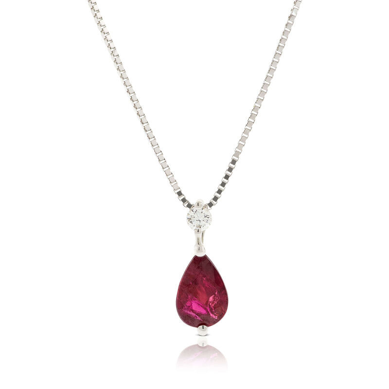 Pear Ruby & Diamond Necklace 14K | Ben Bridge Jeweler
