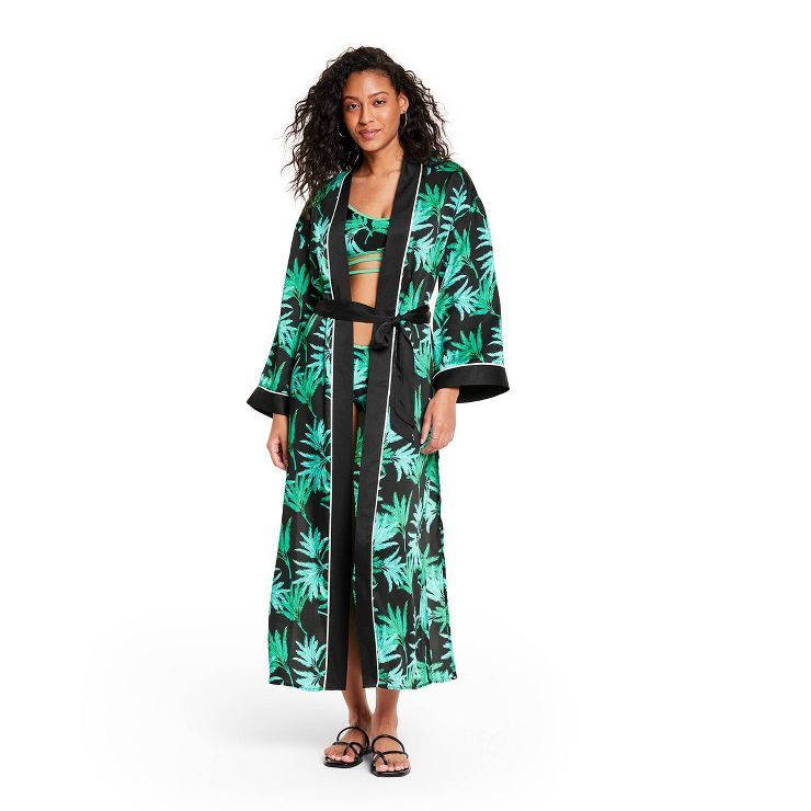 Women's Feathered Palm Print Cover Up Dress - Fe Noel x Target Black/Green | Target