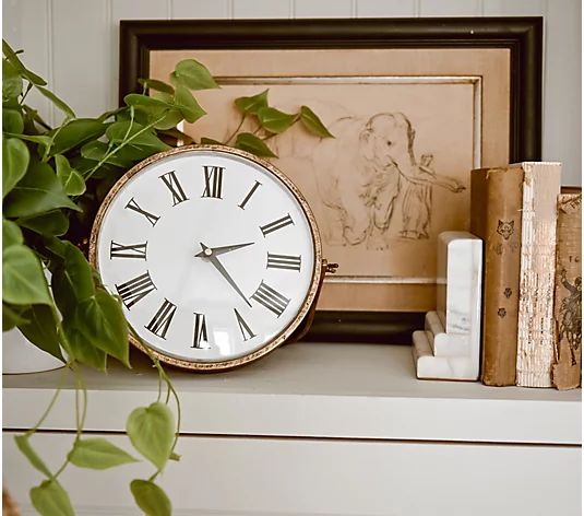 The Found Cottage by Liz Marie Large Brass Table Clock - QVC.com | QVC