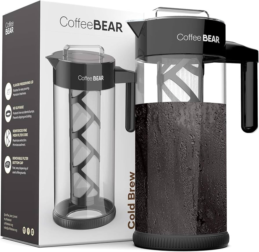 COFFEE BEAR – Cold Brew Coffee Maker and Ice Tea Brewer, Borosilicate Glass Pitcher with Mesh F... | Amazon (US)