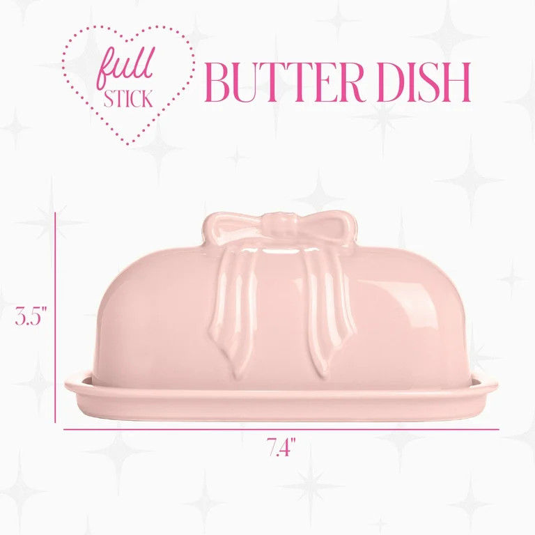 Paris Hilton London Collection Stoneware Bow Butter Dish, 2-Piece Stoneware, Microwave & Dishwash... | Walmart (US)