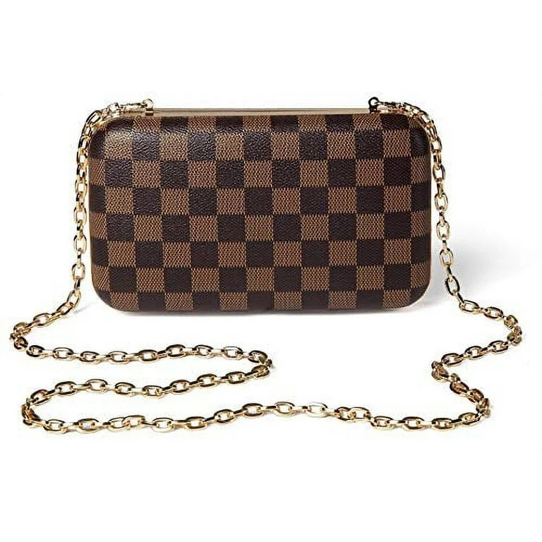 Daisy Rose Checkered Minaudiere Evening Bag for Women - RFID Blocking Cross body Clutch -PU Vegan... | Walmart (US)