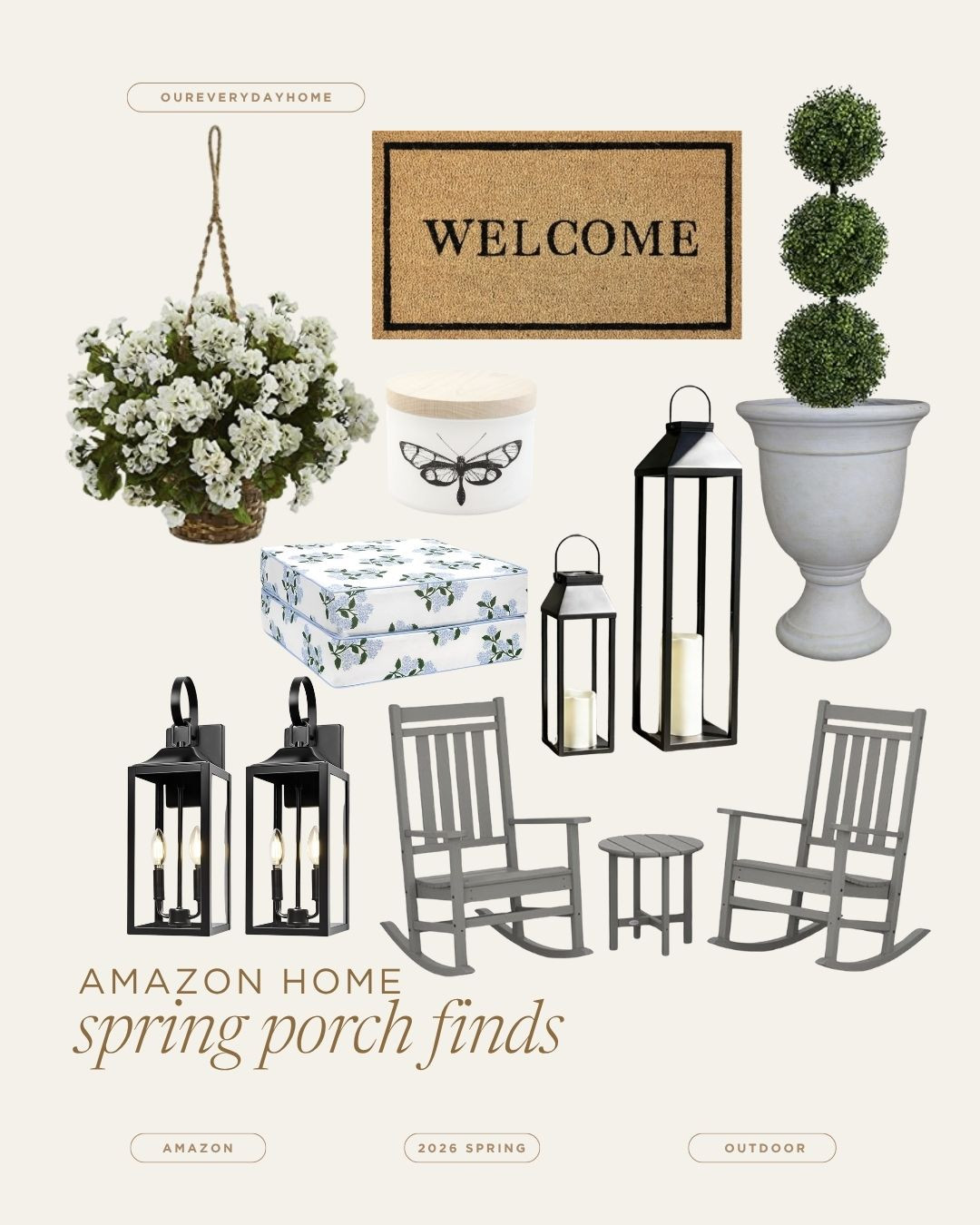 Pep up your spring porch with these finds! 

spring front porch
porch home decor
rocking chair set
doormat 
lanterns
topiary
planters 

 #LTKSeasonal #LTKHome