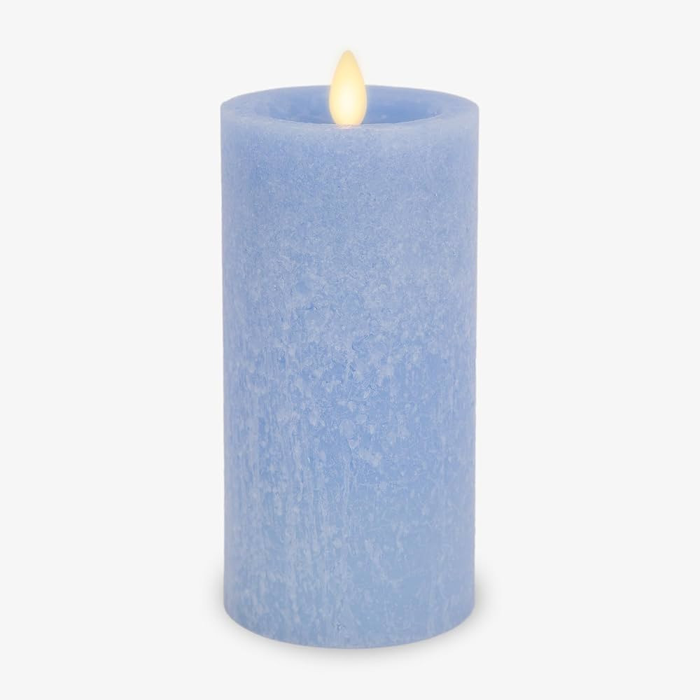 Luminara Cornflower Seaglass Flameless Candle Moving Flame Pillar, Unscented Real Wax with Recess... | Amazon (US)