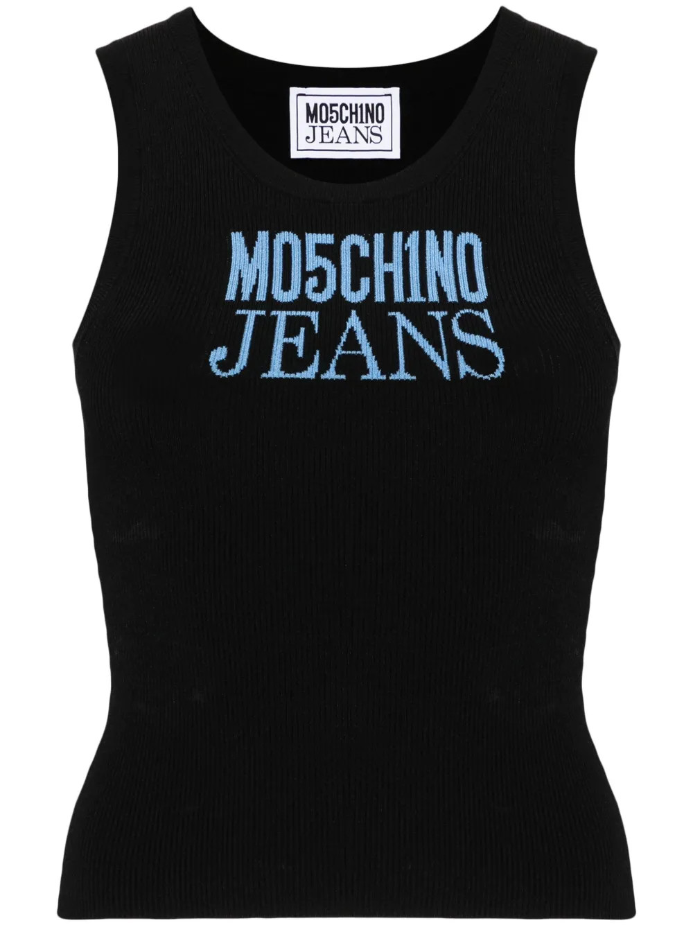 MOSCHINO JEANS logo-jacquard Ribbed Tank Top | Black | FARFETCH | Farfetch Global