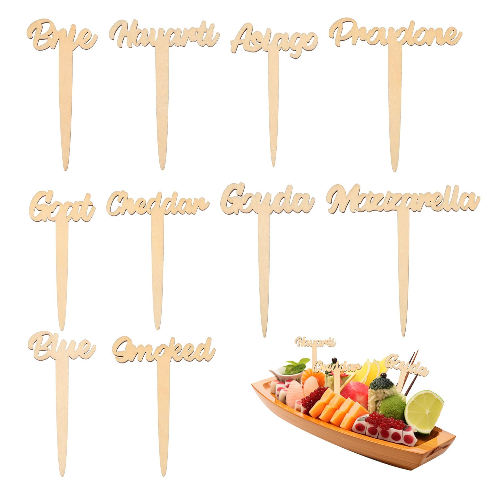 CHGCRAFT 10 Pcs Wooden Cheese Markers Wooden Cake Labels Blank Food Tags Wood Cupcake Toppers for... | Amazon (US)