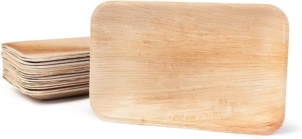 Eco Craft Stix Palm Leaf Plates 6x9 Inch Rectangle Tray. Pack of 50 Count. Bamboo Disposable Eart... | Amazon (US)