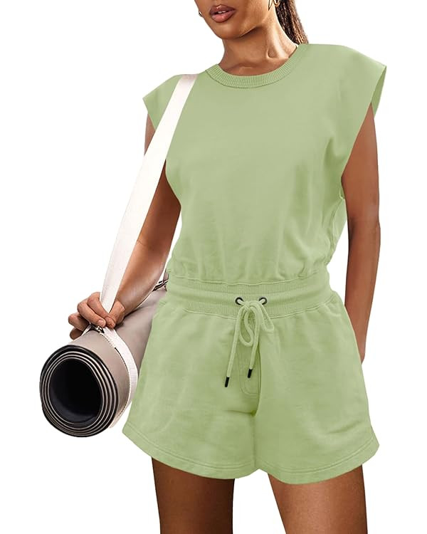 LAMISSCHE Womens Workout Romper with Pockets Sleeveless One Piece Short Jumpsuits Casual Open Bac... | Amazon (US)