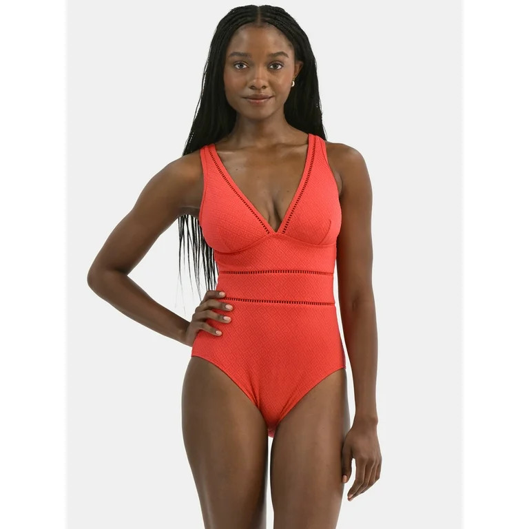 Time and Tru Women’s and Women's Plus V Wire One Piece Swimsuit, Sizes XS-3X | Walmart (US)