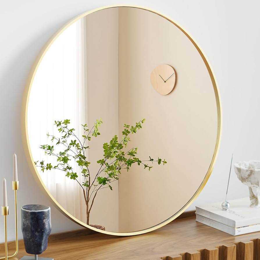 Sweetcrispy Gold Round Wall Mirror 20 Inch, Bathroom Mirrors for Over Sink, Circle Mirror for Bat... | Amazon (US)