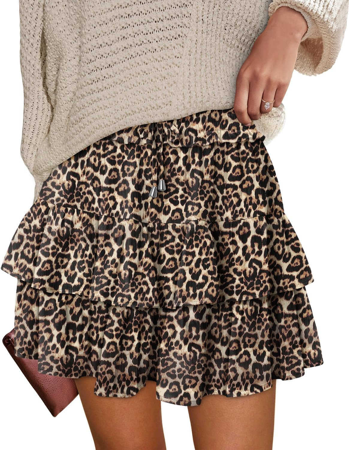 onlypuff Flowy Shorts for Women Ruffle Skorts Tiered Teen Girls Country Concert Outfits Golf Tennis Skort Under Sweater Skirt | Amazon (US)