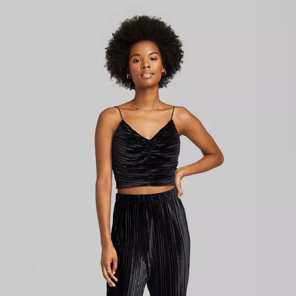Women's Slim Fit Cinched Front Velvet Tiny Tank Top - Wild Fable™ | Target