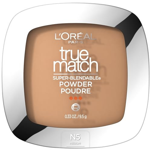 L'Oreal Paris True Match Super-Blendable Oil Free Powder Foundation, N5 Medium, 0.33 oz, Packaging May Vary | Amazon (US)