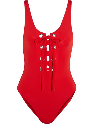 Mara Hoffman - Lace-up Swimsuit - Red | NET-A-PORTER (UK & EU)