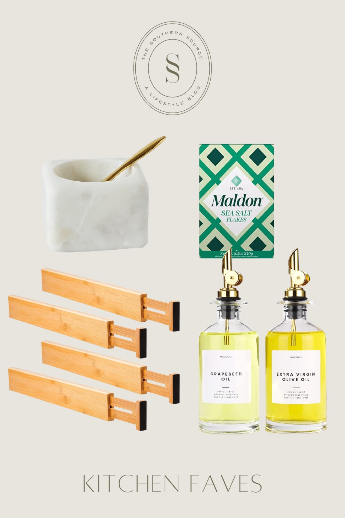 Amazon kitchen favorites! Oil dispensers, marble salt dish, drawer dividers and all my favorite clear organizing bins  

#LTKU #LTKunder50 #LTKhome