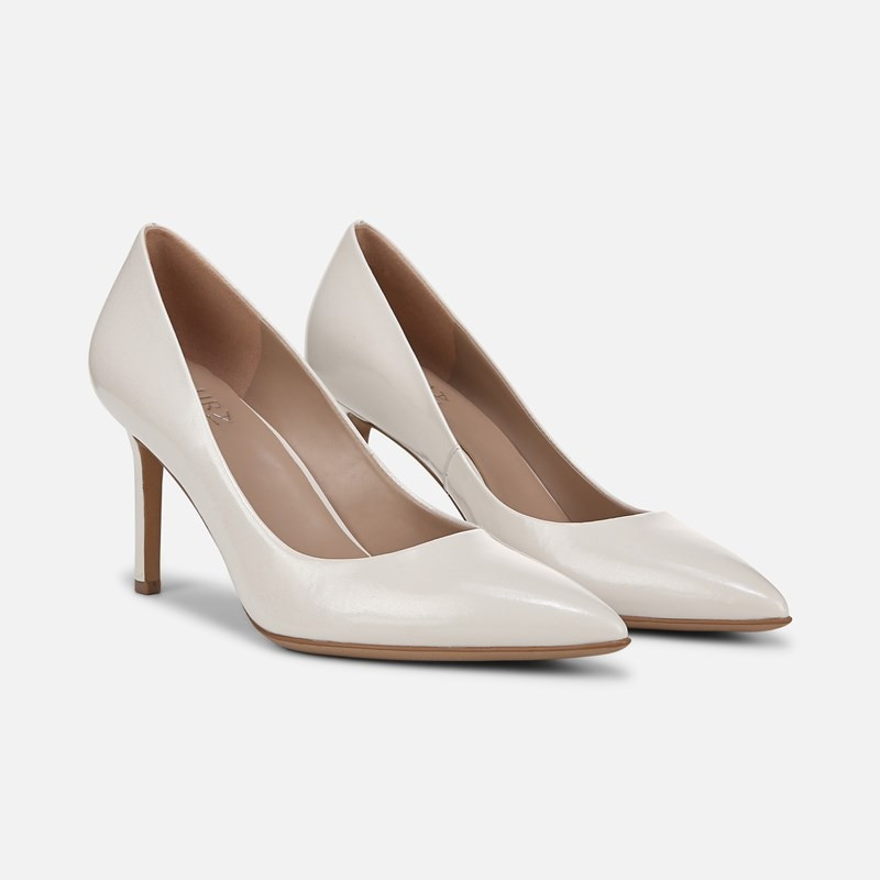 Naturalizer Anna Pump Shoes, Warm White Leather Suede, 9.5W Slip-On Fit, Pointed Toe | Naturalizer