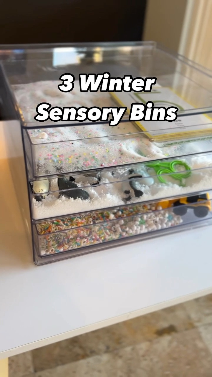 I love this 3-drawer bin to store sensory trays. It makes rotating them way easier. I always try to find things that don’t dry out so they can just be left on the shelf and my kids can have more choice and control over their playtime. 

Special shoutout to some small shops included: Lytl Store for the silicone rainbow and stacking cups (they made great dens for the penguins) and The Sensory Mess for the fun filler that I use for way more than the “Celebration” that it is made for. 


#LTKFamily #LTKSeasonal #LTKKids