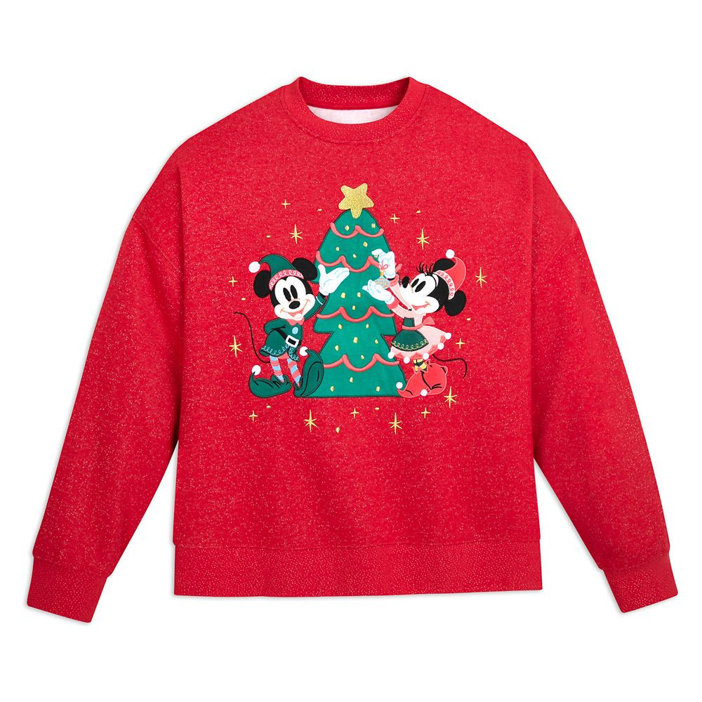 Mickey and Minnie Mouse Holiday Fashion Pullover Sweatshirt for Women | Disney Store
