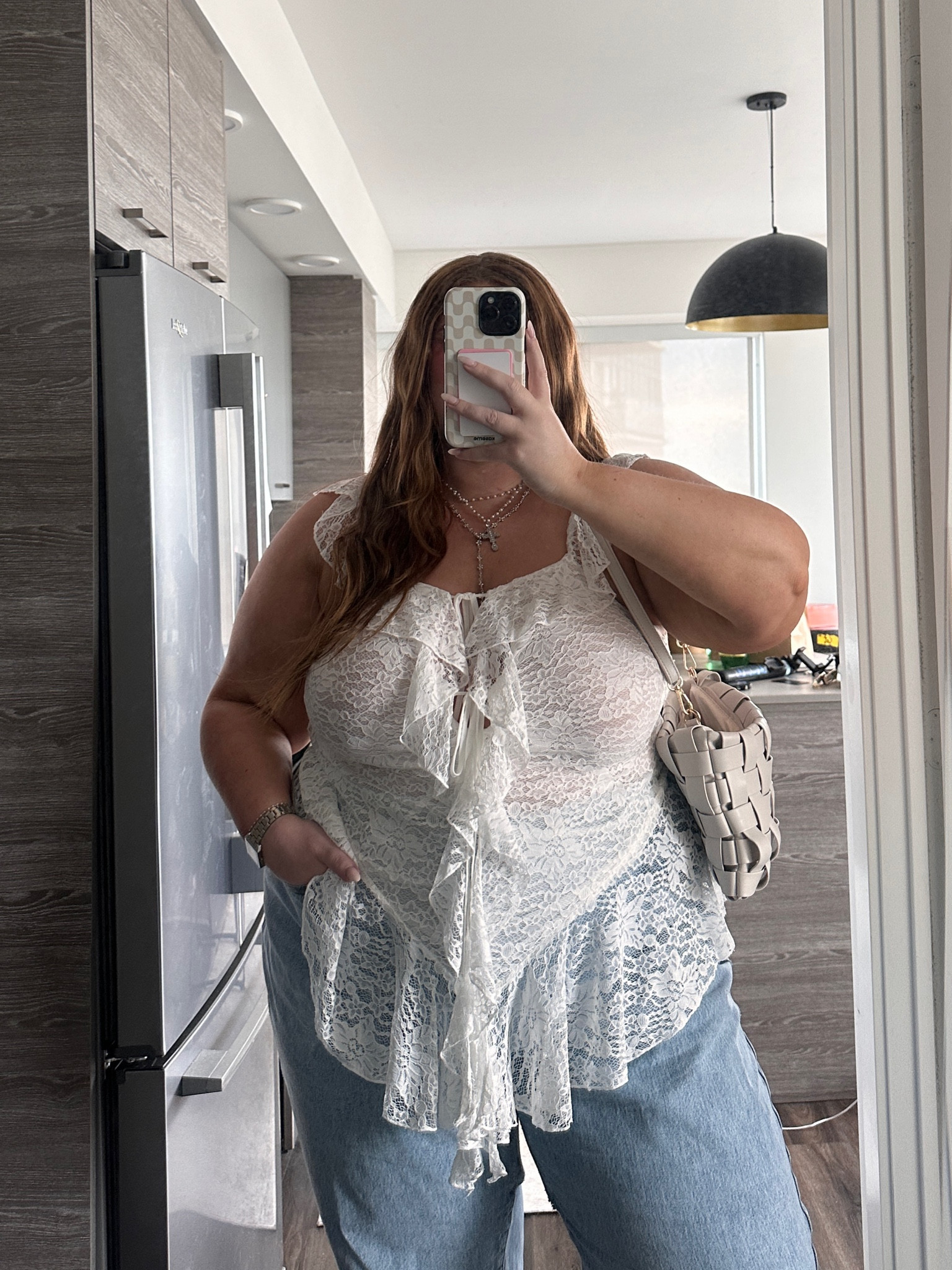 Plus size summer night out look! Love how the baggy good American jeans makes the look a little more casual. 

Wearing a US20 in the white lace top but could have easily sized down to an 18. It’s super stretchy (and not itchy!)

#LTKplussize