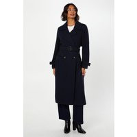 Womens Double Breasted Trench Coat - Navy - 12 | Dorothy Perkins (UK)