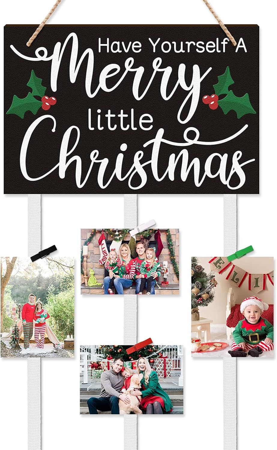 Christmas Card Holder wall display Wooden Have Yourself A Merry Little Christmas Hanging Card Dis... | Amazon (US)