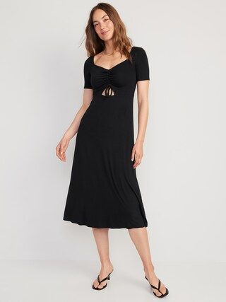 Fit & Flare Cutout-Front Midi Dress for Women | Old Navy (CA)