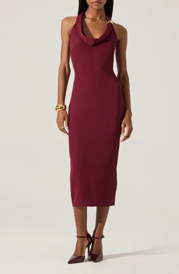 Alanna Metal Buckle Detail Halter Neck Dress | Nordstrom