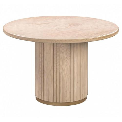 Cabrina Modern Classic Natural Brown Wood Round Dining Table - 47.3"W | Kathy Kuo Home