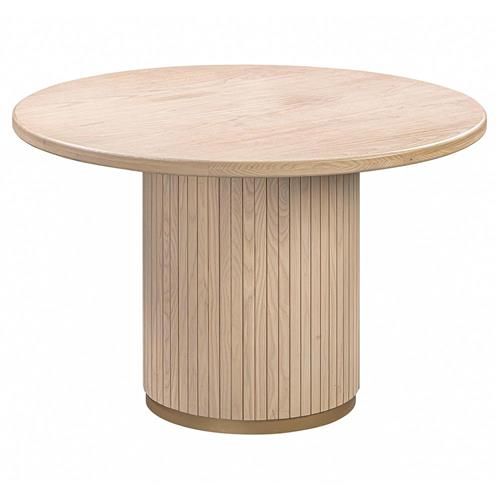 Cabrina Modern Classic Natural Brown Wood Round Dining Table - 47.3"W | Kathy Kuo Home
