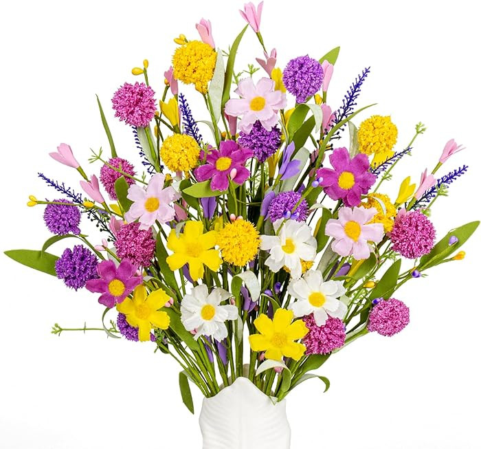 LLZLL Spring Decorations for Home 12 Pack Spring Flowers 17 Inch Artificial Flower Arrangements w... | Amazon (US)