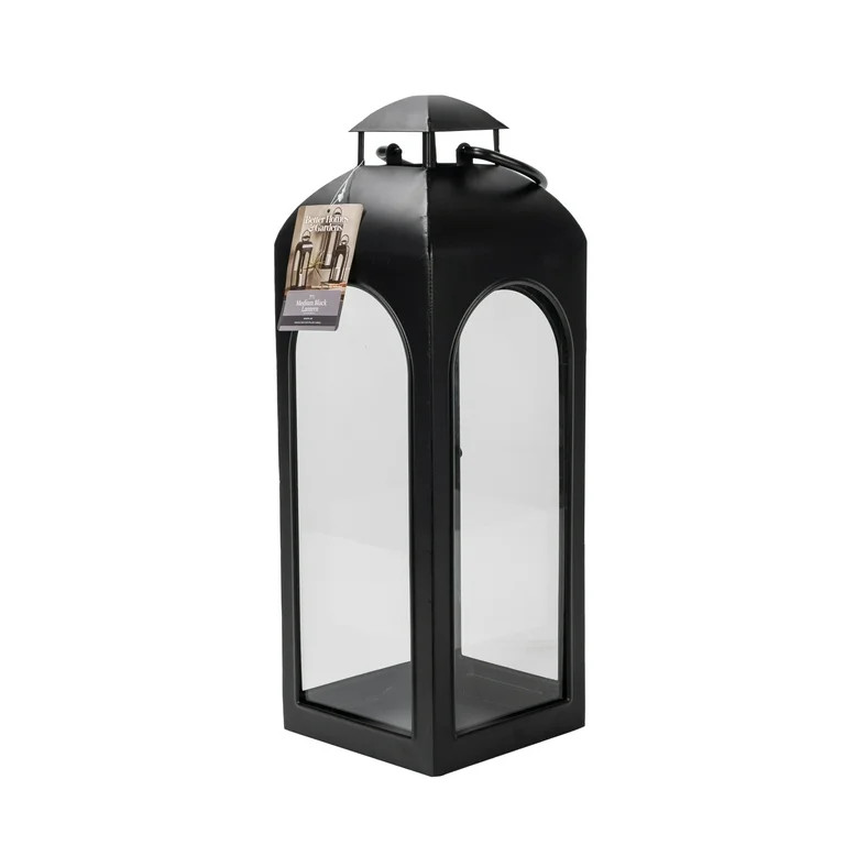 Better Homes & Gardens Black Metal Lantern Candle Holder, 18", Medium | Walmart (US)