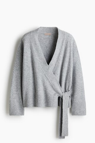 H & M - Gestrickter Cardigan im Wickelschnitt - Grau - Damen | H&M (DE, AT, CH, NL, FI)