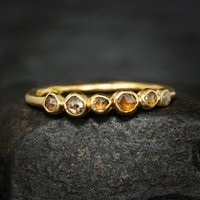 Brown Diamond Pebble Ring. Bubble Ring.round Rose Cut Black Blue Random Bezel Set Wedding Band Ring | Etsy (US)