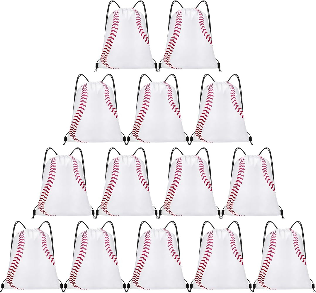 Grneric 14 Pcs Baseball Drawstring Bags Party Favor Goodie Bags Cinch Bag Sackpack for Sports Tea... | Amazon (US)
