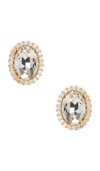 Omega Clasp Oval Stud Earrings in Crystal & Gold | Revolve Clothing (Global)