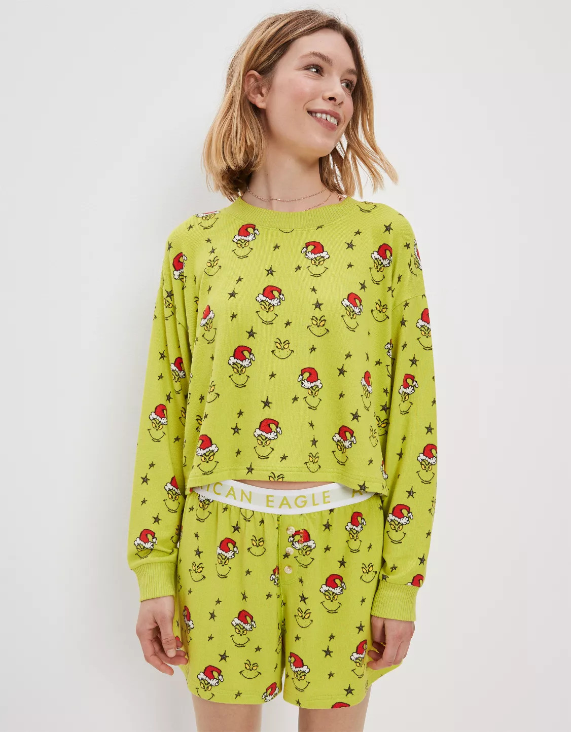 AE Grinch Plush PJ Set | American Eagle Outfitters (US & CA)