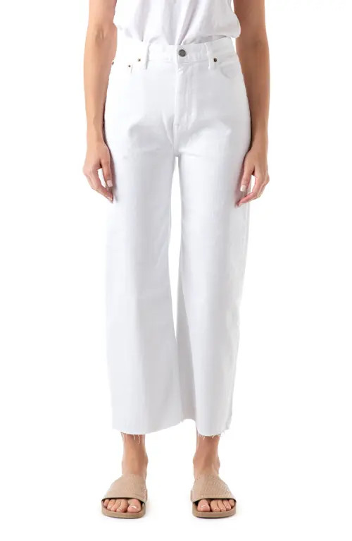 Modern American Savannah High Waist Raw Hem Crop Wide Leg Jeans in White at Nordstrom, Size 26 | Nordstrom