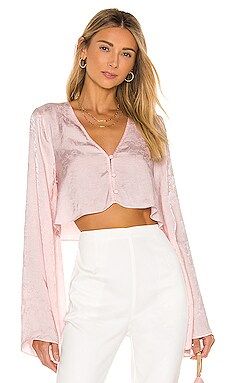L'Academie The Sasha Crop Top in Primrose Pink from Revolve.com | Revolve Clothing (Global)