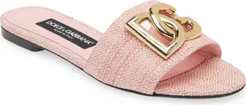 Dolce&Gabbana DG Logo Raffia Slide Sandal (Women) | Nordstrom | Nordstrom